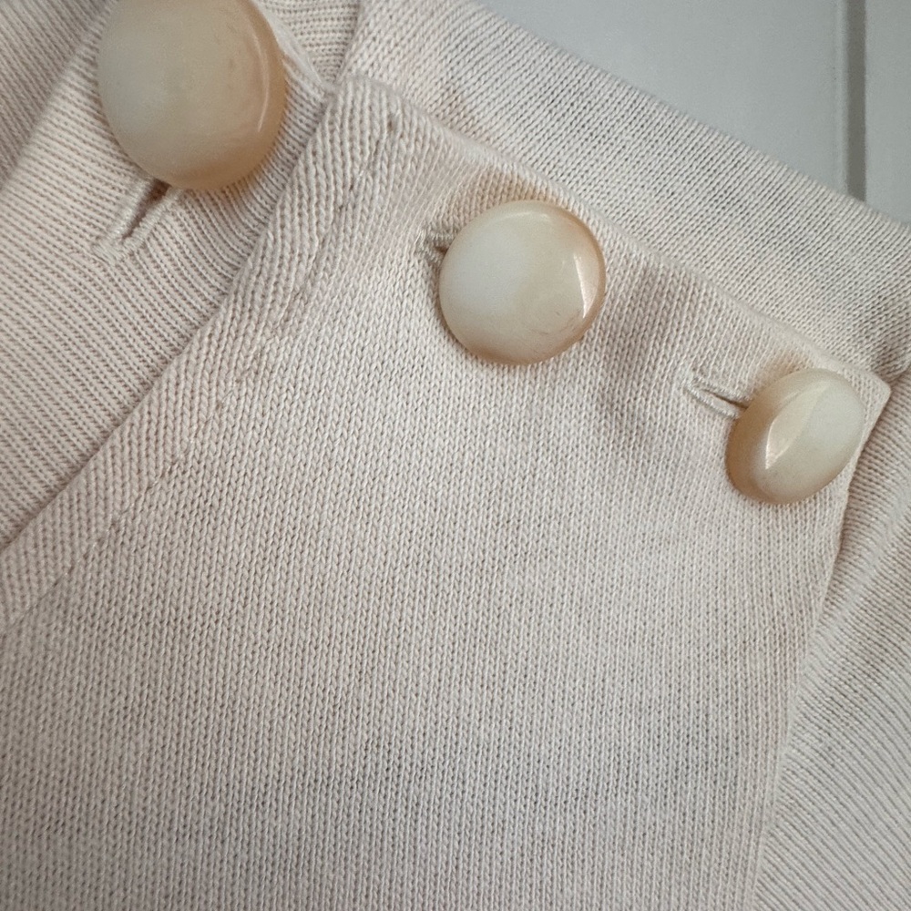Sezane Emy Dress NWT Cream Organic Cotton Midi Dress Button Shoulder Size M - Picture 5 of 8
